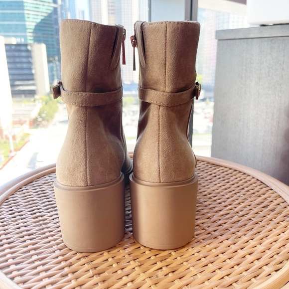 Anne Klein Fenix Suede Chunky Platform Y2K Tall Ankle Boot Block Heel Size 9.5 - Picture 4 of 6